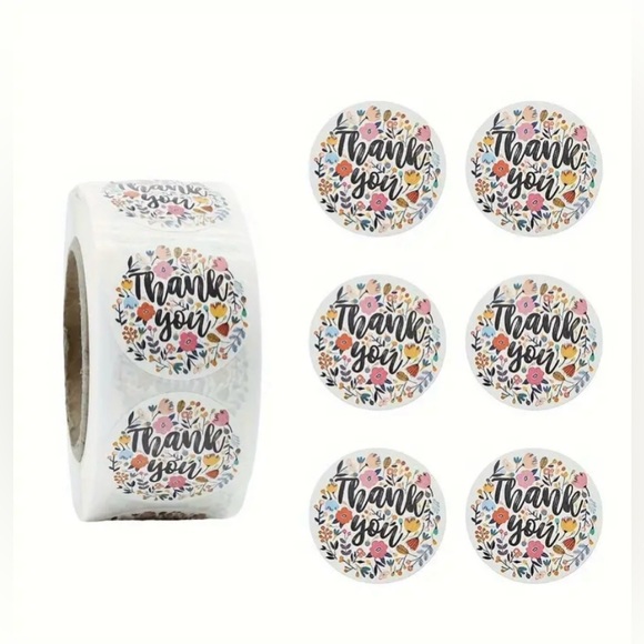 500 pcs/roll Round Flower Element Tank You Sticker. - Picture 2 of 4